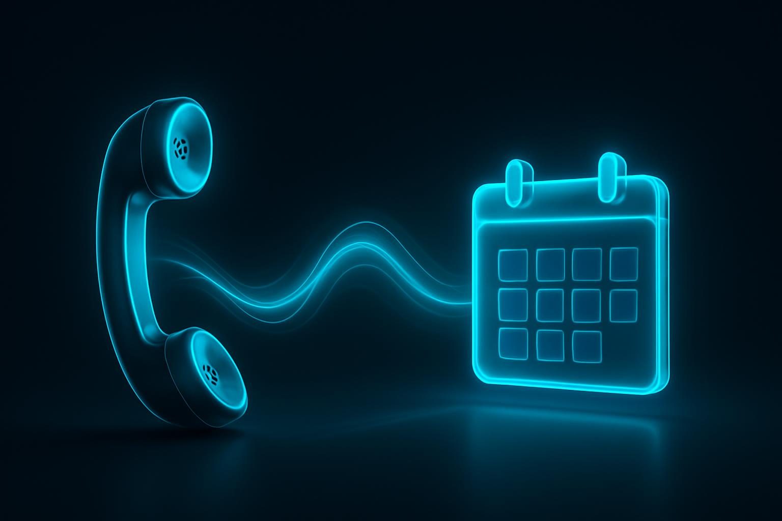 Sound waves of light flowing between a telephone handset and a calendar hologram